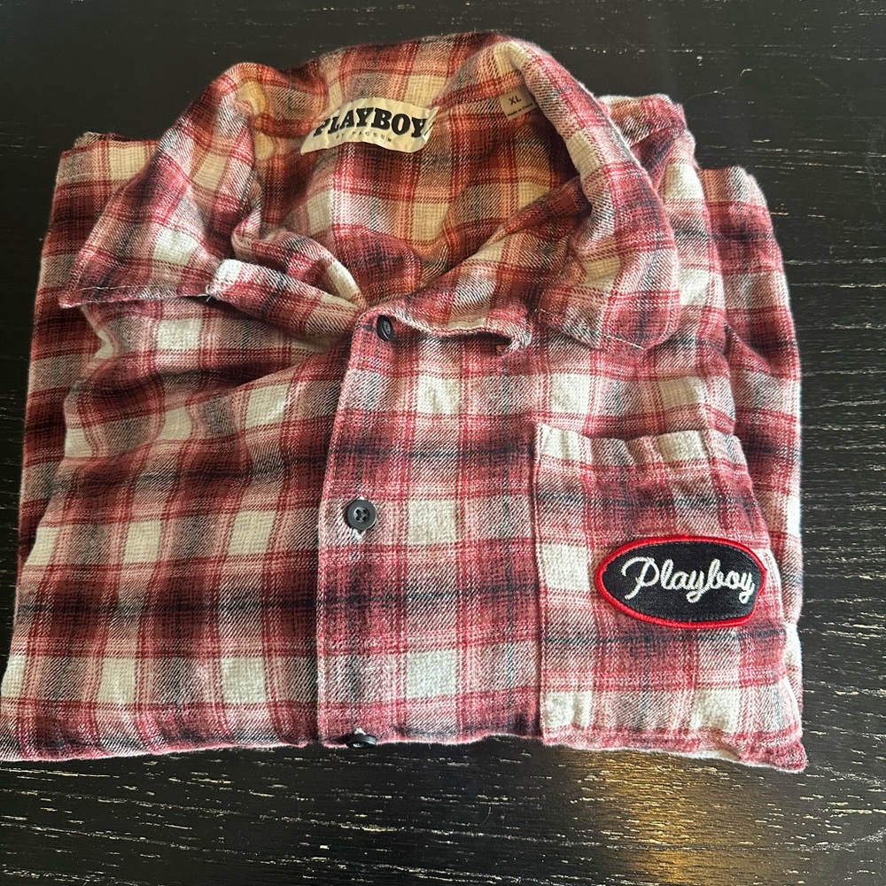 PLAYBOY Red and White Checkered Shirt